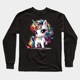 Chibi Unicorn | Anime Style | T Shirt Design Long Sleeve T-Shirt